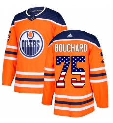 Men's Adidas Edmonton Oilers #75 Evan Bouchard Authentic Orange USA Flag Fashion NHL Jersey