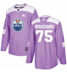 Men's Adidas Edmonton Oilers #75 Evan Bouchard Authentic Purple Fights Cancer Practice NHL Jersey