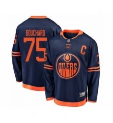 Men's Edmonton Oilers #75 Evan Bouchard Authentic Navy Blue Alternate Fanatics Branded Breakaway Hockey Jersey