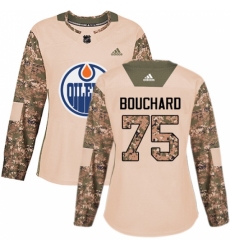 Women's Adidas Edmonton Oilers #75 Evan Bouchard Authentic Camo Veterans Day Practice NHL Jersey