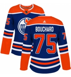 Women's Adidas Edmonton Oilers #75 Evan Bouchard Authentic Royal Blue Alternate NHL Jersey