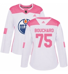 Women's Adidas Edmonton Oilers #75 Evan Bouchard Authentic White Pink Fashion NHL Jersey