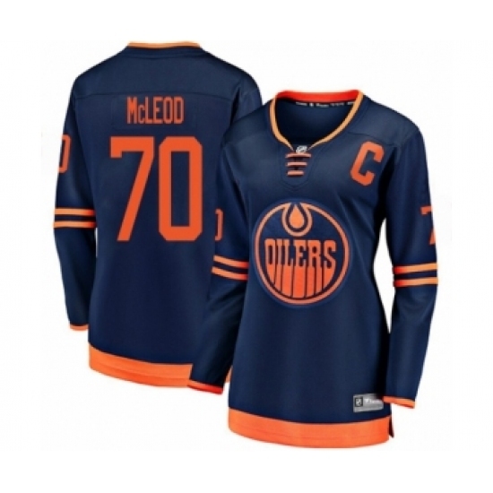 Women's Edmonton Oilers #70 Ryan McLeod Authentic Navy Blue Alternate Fanatics Branded Breakaway Hockey Jersey Women's Edmonton Oilers #70 Ryan McLeod Authentic Navy Blue Alternate Fanatics Branded Breakaway Hockey Jersey