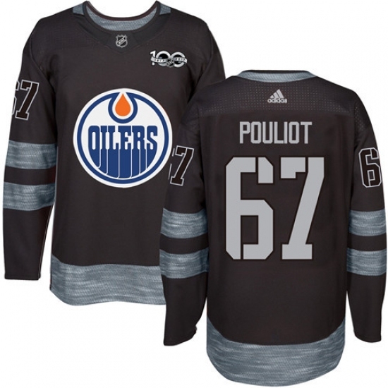 Men's Adidas Edmonton Oilers #67 Benoit Pouliot Authentic Black 1917-2017 100th Anniversary NHL Jersey Men's Adidas Edmonton Oilers #67 Benoit Pouliot Authentic Black 1917-2017 100th Anniversary NHL Jersey