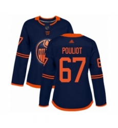 Women's Edmonton Oilers #67 Benoit Pouliot Authentic Navy Blue Alternate Hockey Jersey