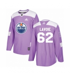 Men's Edmonton Oilers #62 Raphael Lavoie Authentic Purple Fights Cancer Practice Hockey Jersey