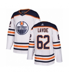Men's Edmonton Oilers #62 Raphael Lavoie Authentic White Away Hockey Jersey