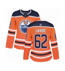 Women's Edmonton Oilers #62 Raphael Lavoie Authentic Orange Home Hockey Jersey