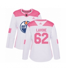 Women's Edmonton Oilers #62 Raphael Lavoie Authentic White Pink Fashion Hockey Jersey