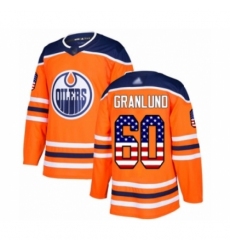 Men's Edmonton Oilers #60 Markus Granlund Authentic Orange USA Flag Fashion Hockey Jersey