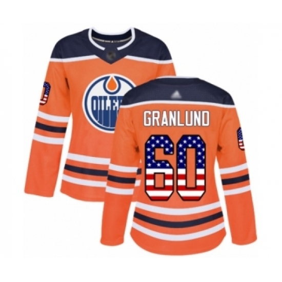 Women's Edmonton Oilers #60 Markus Granlund Authentic Orange USA Flag Fashion Hockey Jersey Women's Edmonton Oilers #60 Markus Granlund Authentic Orange USA Flag Fashion Hockey Jersey