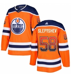 Men's Adidas Edmonton Oilers #58 Anton Slepyshev Authentic Orange Drift Fashion NHL Jersey