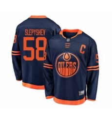 Men's Edmonton Oilers #58 Anton Slepyshev Authentic Navy Blue Alternate Fanatics Branded Breakaway Hockey Jersey