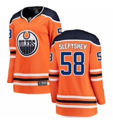 Women's Edmonton Oilers #58 Anton Slepyshev Fanatics Branded Orange Home Breakaway NHL Jersey