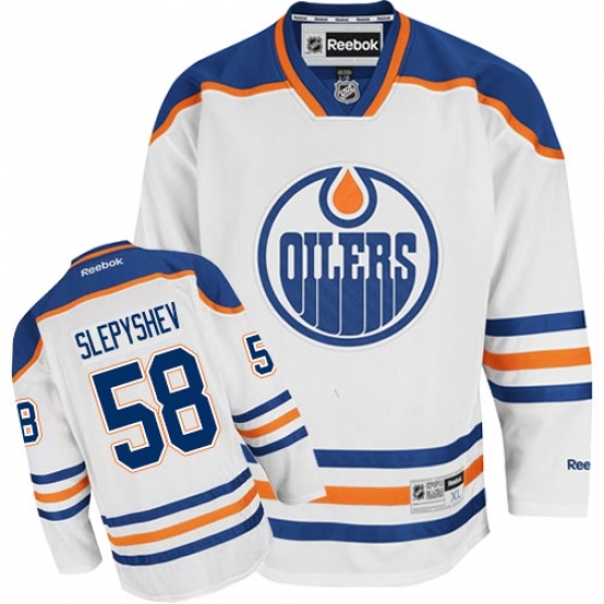 Youth Reebok Edmonton Oilers #58 Anton Slepyshev Authentic White Away NHL Jersey Youth Reebok Edmonton Oilers #58 Anton Slepyshev Authentic White Away NHL Jersey