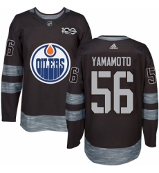 Men's Adidas Edmonton Oilers #56 Kailer Yamamoto Authentic Black 1917-2017 100th Anniversary NHL Jersey