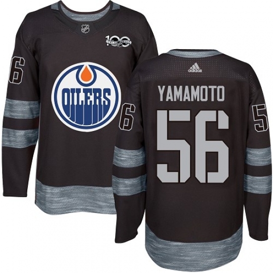 Men's Adidas Edmonton Oilers #56 Kailer Yamamoto Authentic Black 1917-2017 100th Anniversary NHL Jersey Men's Adidas Edmonton Oilers #56 Kailer Yamamoto Authentic Black 1917-2017 100th Anniversary NHL Jersey