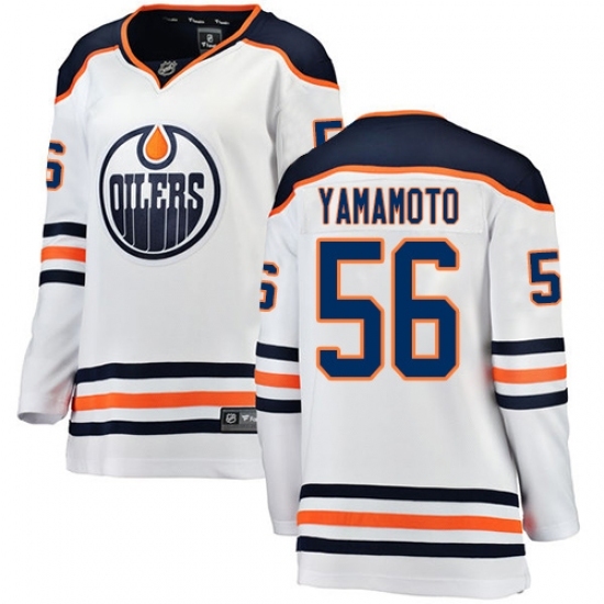 Women's Edmonton Oilers #56 Kailer Yamamoto Authentic White Away Fanatics Branded Breakaway NHL Jersey Women's Edmonton Oilers #56 Kailer Yamamoto Authentic White Away Fanatics Branded Breakaway NHL Jersey