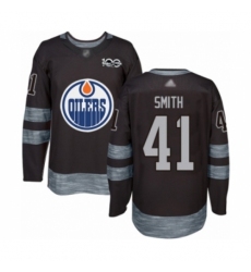 Men's Edmonton Oilers #41 Mike Smith Authentic Black 1917-2017 100th Anniversary Hockey Jersey