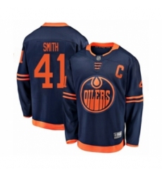 Men's Edmonton Oilers #41 Mike Smith Authentic Navy Blue Alternate Fanatics Branded Breakaway Hockey Jersey