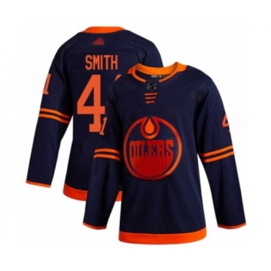 Men's Edmonton Oilers #41 Mike Smith Authentic Navy Blue Alternate Hockey Jersey Men's Edmonton Oilers #41 Mike Smith Authentic Navy Blue Alternate Hockey Jersey