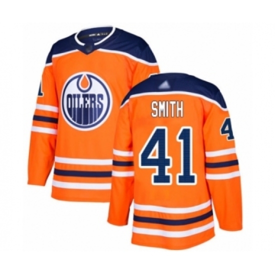 Men's Edmonton Oilers #41 Mike Smith Authentic Orange Home Hockey Jersey Men's Edmonton Oilers #41 Mike Smith Authentic Orange Home Hockey Jersey
