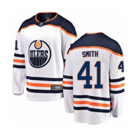 Men's Edmonton Oilers #41 Mike Smith Authentic White Away Fanatics Branded Breakaway Hockey Jersey Men's Edmonton Oilers #41 Mike Smith Authentic White Away Fanatics Branded Breakaway Hockey Jersey