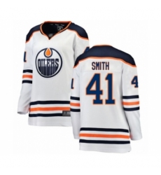 Women's Edmonton Oilers #41 Mike Smith Authentic White Away Fanatics Branded Breakaway Hockey Jersey