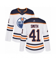 Women's Edmonton Oilers #41 Mike Smith Authentic White Away Hockey Jersey