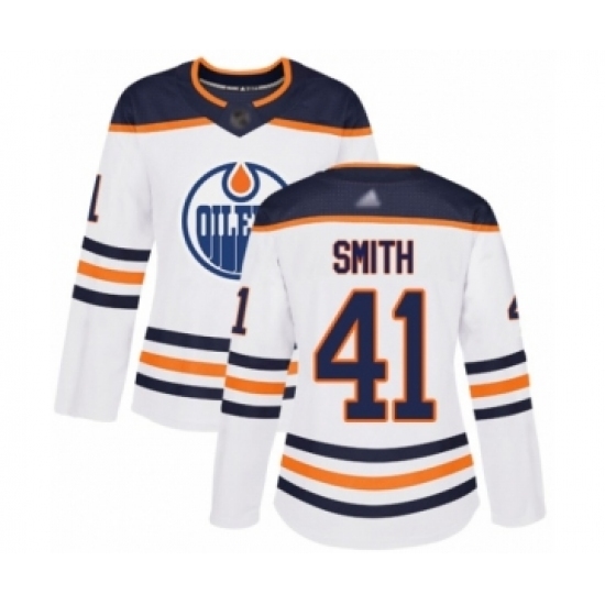 Women's Edmonton Oilers #41 Mike Smith Authentic White Away Hockey Jersey Women's Edmonton Oilers #41 Mike Smith Authentic White Away Hockey Jersey