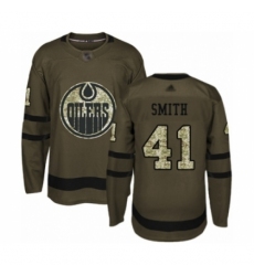 Youth Edmonton Oilers #41 Mike Smith Authentic Green Salute to Service Hockey Jersey