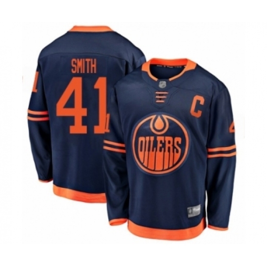 Youth Edmonton Oilers #41 Mike Smith Authentic Navy Blue Alternate Fanatics Branded Breakaway Hockey Jersey Youth Edmonton Oilers #41 Mike Smith Authentic Navy Blue Alternate Fanatics Branded Breakaway Hockey Jersey