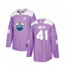 Youth Edmonton Oilers #41 Mike Smith Authentic Purple Fights Cancer Practice Hockey Jersey