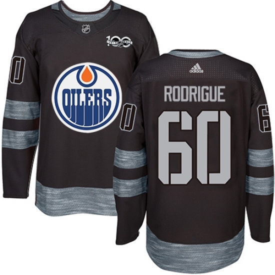 Men's Adidas Edmonton Oilers #60 Olivier Rodrigue Authentic Black 1917-2017 100th Anniversary NHL Jersey Men's Adidas Edmonton Oilers #60 Olivier Rodrigue Authentic Black 1917-2017 100th Anniversary NHL Jersey