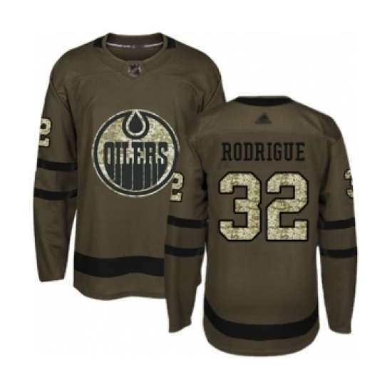 Men's Edmonton Oilers #32 Olivier Rodrigue Authentic Green Salute to Service Hockey Jersey Men's Edmonton Oilers #32 Olivier Rodrigue Authentic Green Salute to Service Hockey Jersey