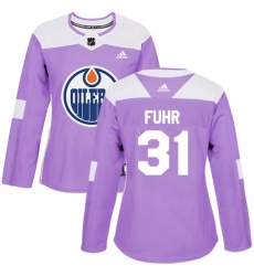 Women's Adidas Edmonton Oilers #31 Grant Fuhr Authentic Purple Fights Cancer Practice NHL Jersey