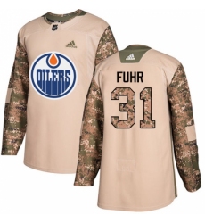 Youth Adidas Edmonton Oilers #31 Grant Fuhr Authentic Camo Veterans Day Practice NHL Jersey