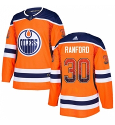 Men's Adidas Edmonton Oilers #30 Bill Ranford Authentic Orange Drift Fashion NHL Jersey