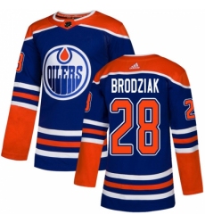 Men's Adidas Edmonton Oilers #28 Kyle Brodziak Premier Royal Blue Alternate NHL Jersey
