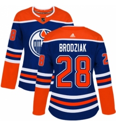 Women's Adidas Edmonton Oilers #28 Kyle Brodziak Authentic Royal Blue Alternate NHL Jersey