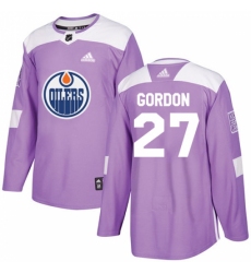 Men's Adidas Edmonton Oilers #27 Boyd Gordon Authentic Purple Fights Cancer Practice NHL Jersey