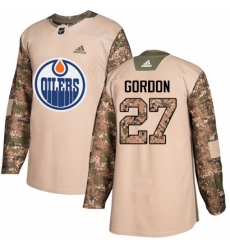 Youth Adidas Edmonton Oilers #27 Boyd Gordon Authentic Camo Veterans Day Practice NHL Jersey