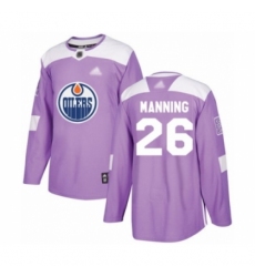 Men's Edmonton Oilers #26 Brandon Manning Authentic Purple Fights Cancer Practice Hockey Jersey