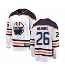 Men's Edmonton Oilers #26 Brandon Manning Authentic White Away Fanatics Branded Breakaway Hockey Jersey