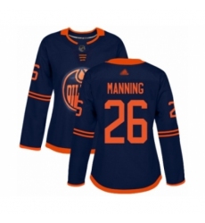 Women's Edmonton Oilers #26 Brandon Manning Authentic Navy Blue Alternate Hockey Jersey Women's Edmonton Oilers #26 Brandon Manning Authentic Navy Blue Alternate Hockey Jersey