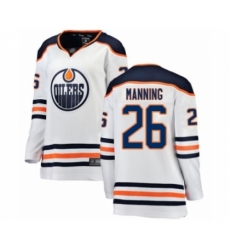 Women's Edmonton Oilers #26 Brandon Manning Authentic White Away Fanatics Branded Breakaway Hockey Jersey