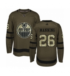 Youth Edmonton Oilers #26 Brandon Manning Authentic Green Salute to Service Hockey Jersey