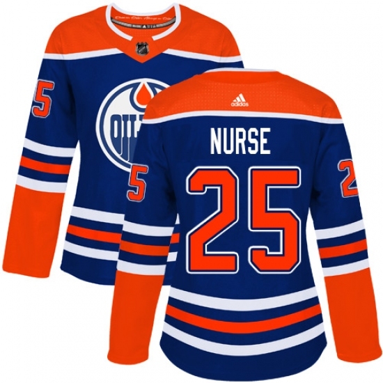 Women's Adidas Edmonton Oilers #25 Darnell Nurse Authentic Royal Blue Alternate NHL Jersey Women's Adidas Edmonton Oilers #25 Darnell Nurse Authentic Royal Blue Alternate NHL Jersey