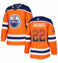 Men's Adidas Edmonton Oilers #22 Jean-Francois Jacques Authentic Orange Drift Fashion NHL Jersey