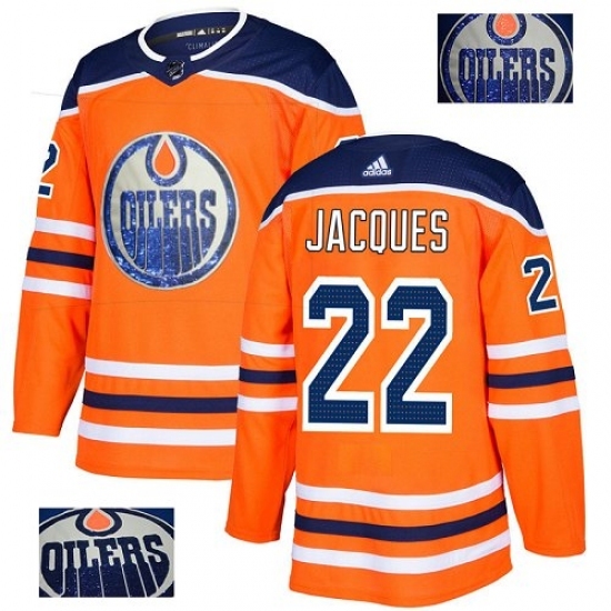 Men's Adidas Edmonton Oilers #22 Jean-Francois Jacques Authentic Orange Fashion Gold NHL Jersey Men's Adidas Edmonton Oilers #22 Jean-Francois Jacques Authentic Orange Fashion Gold NHL Jersey